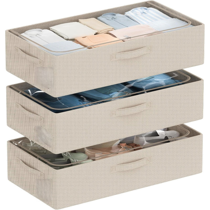 3‑Pack Under‑Bed Storage Bins With Metal Frame
