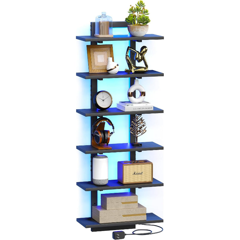 6‑Tier Vertical Floating Wall Shelf With RGB Lights
