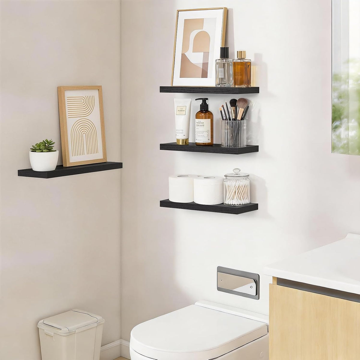 Black 15.7‑Inch Floating Shelves Set‑of‑4