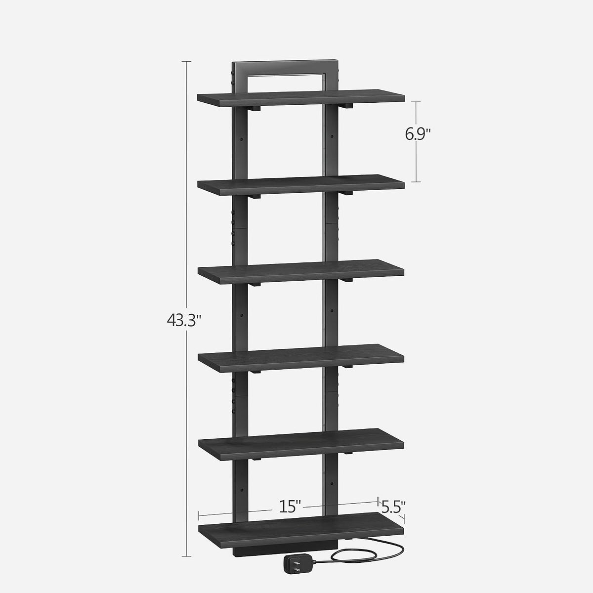 6‑Tier Vertical Floating Wall Shelf With RGB Lights