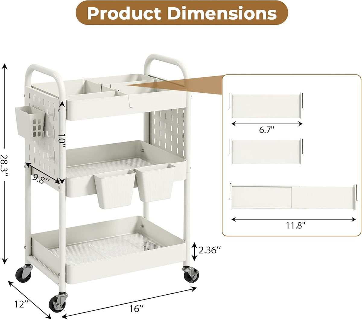Black Rolling Craft Cart