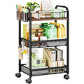 3‑Tier Metal Rolling Cart With Locking Wheels