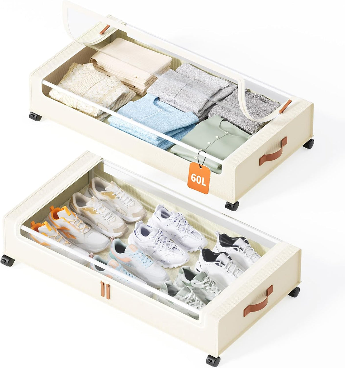 2‑Pack Rolling Under‑Bed Storage Bins With Wheels