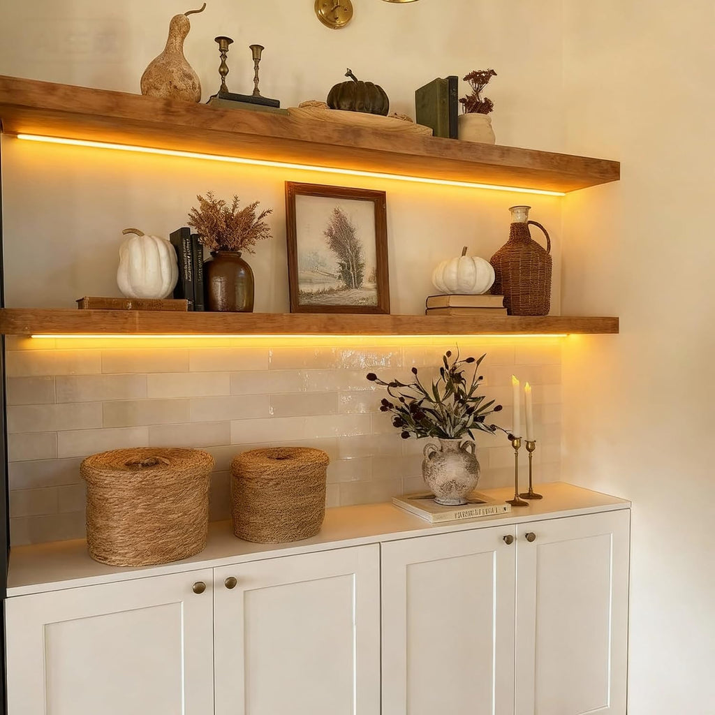 Walnut 36‑Inch Floating Shelves With Led Light