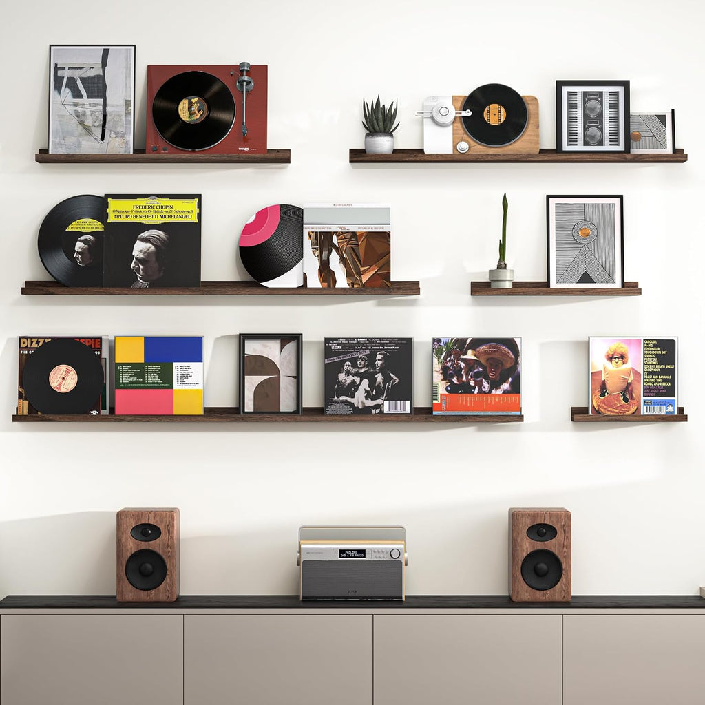 Walnut 36‑Inch Picture Ledge Shelves Set‑of‑2