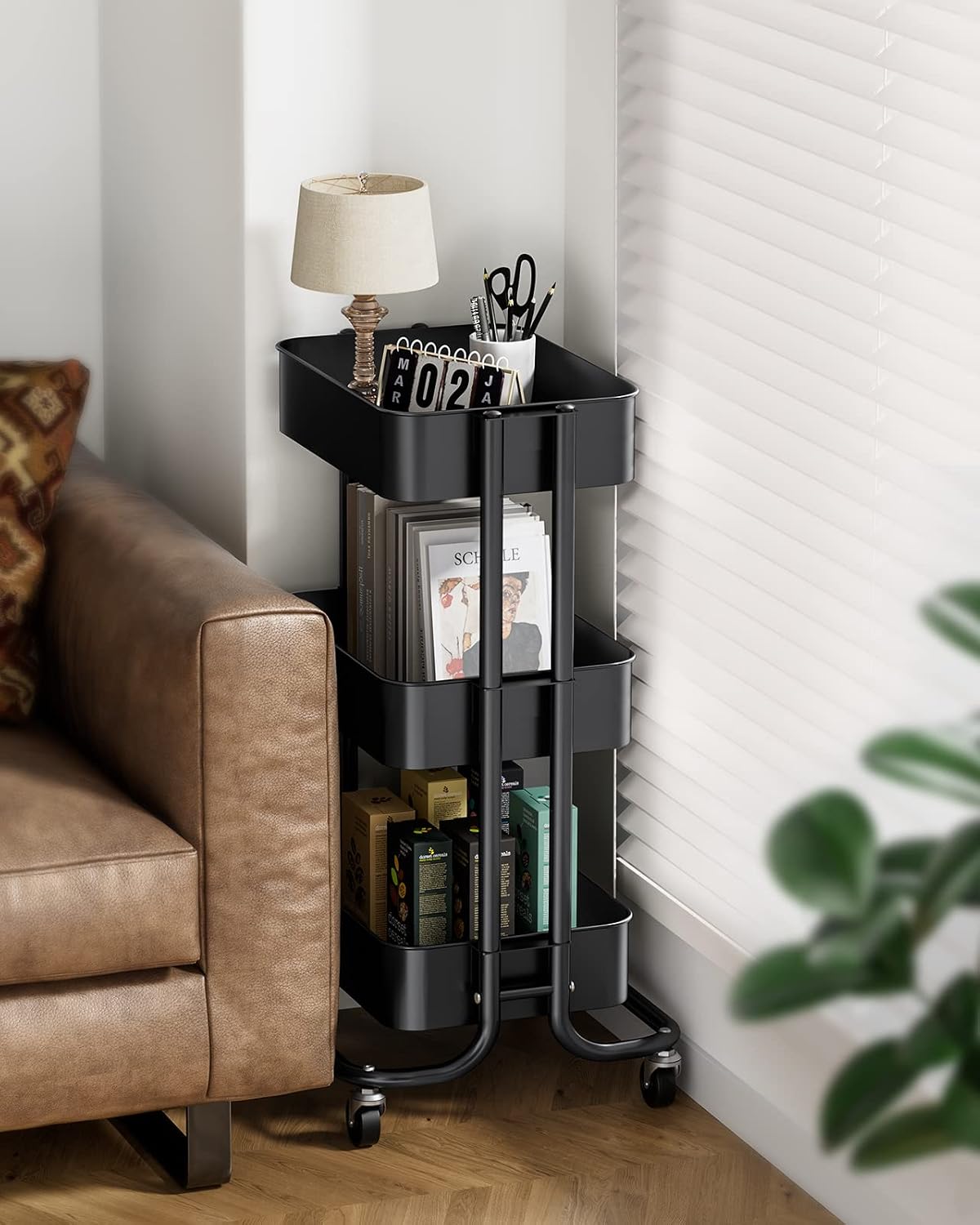 3‑Tier Metal Rolling Cart