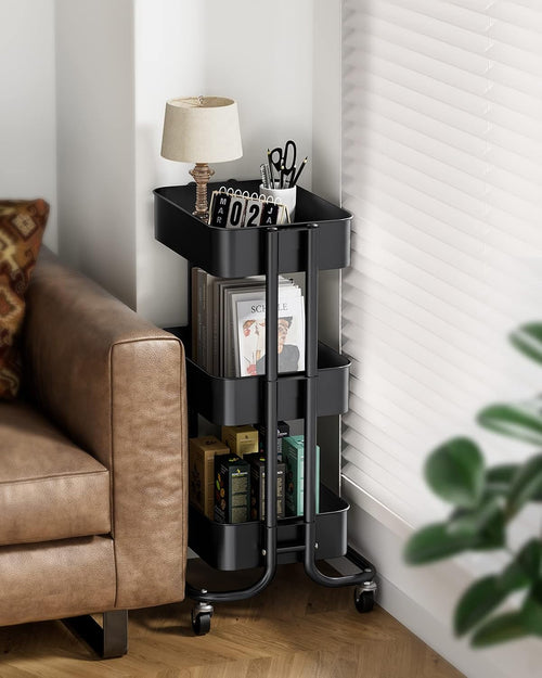 3‑Tier Metal Rolling Cart