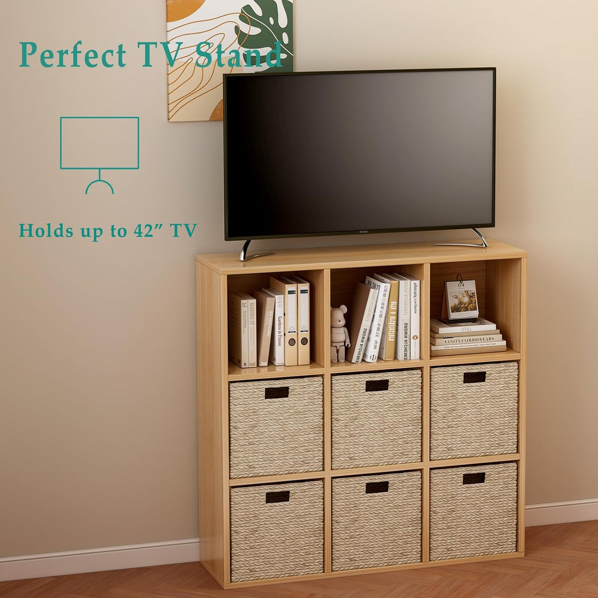 9-Cube Storage Shelf Bookcase, Oak