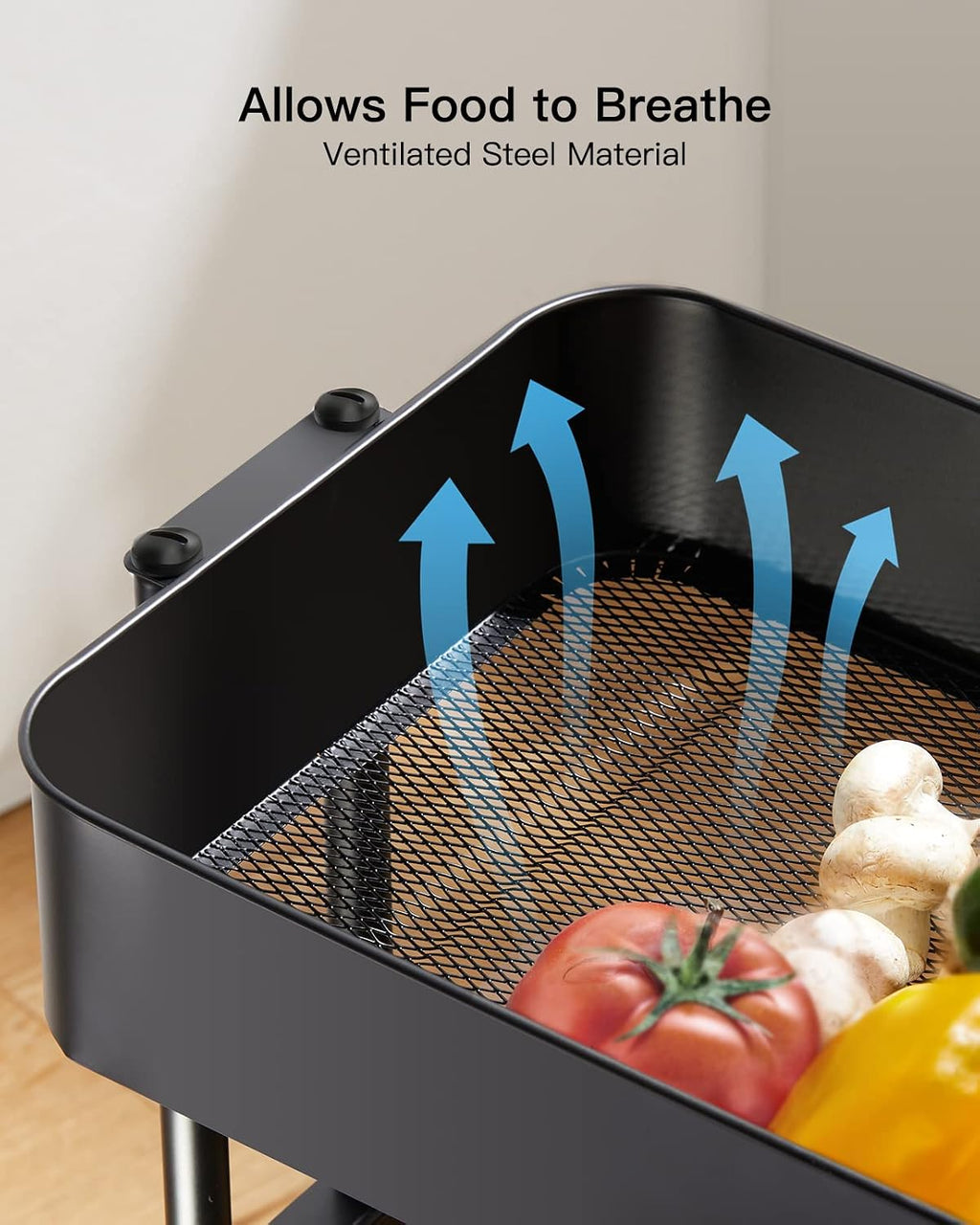 3‑Tier Metal Rolling Cart