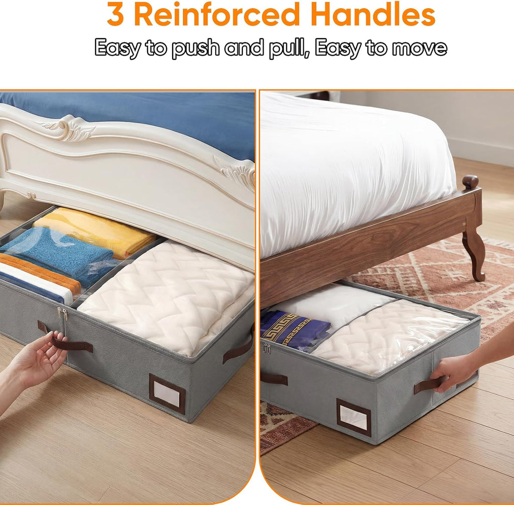 Grey 2‑Pack Under‑Bed Bins With Dividers