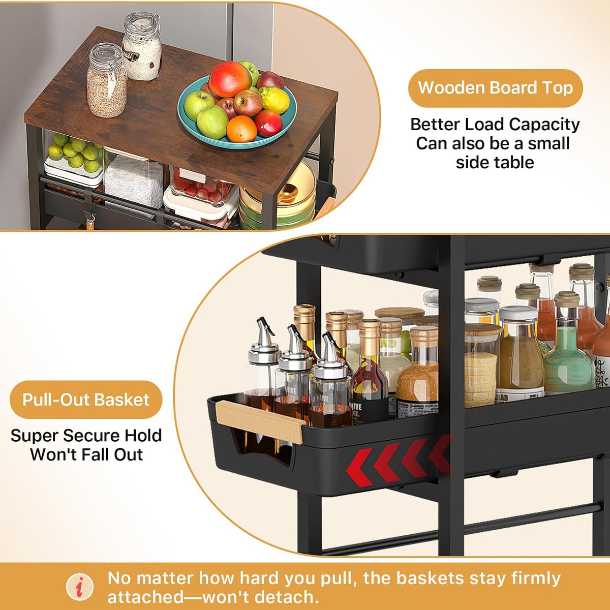 Black Slim Rolling Storage Cart