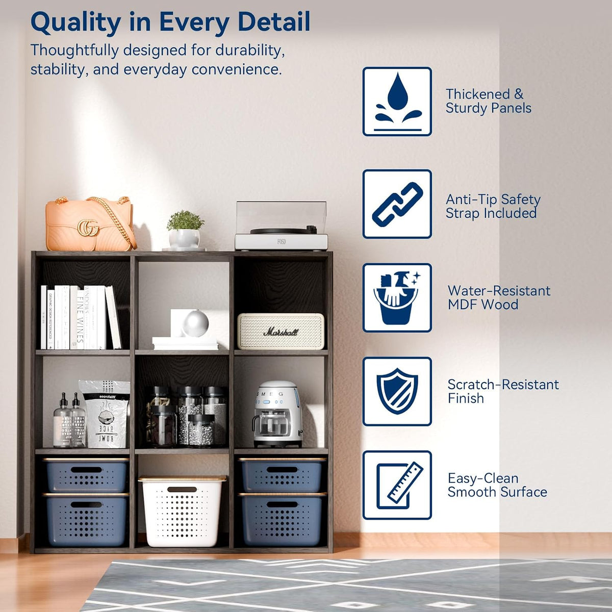 9‑Cube MDF Storage Organizer