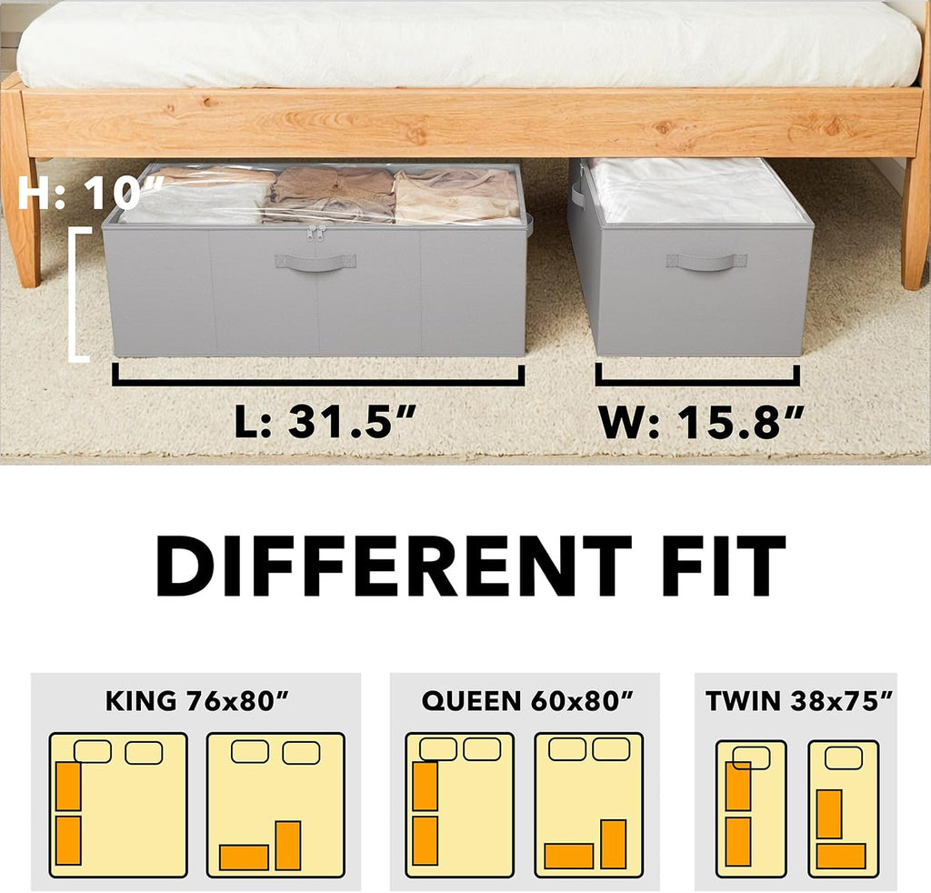 Gray 2‑Pack Under‑Bed Storage Bins With Lids