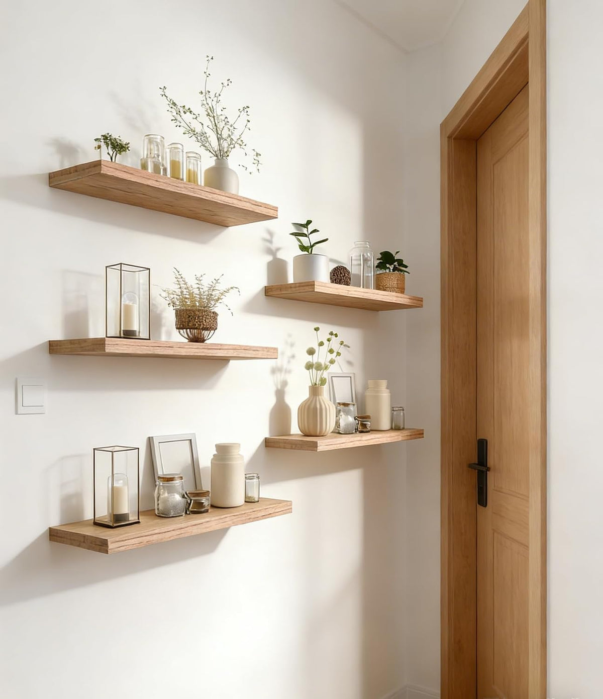 7‑Inch Rustic Floating Wood Shelves Set‑of‑6