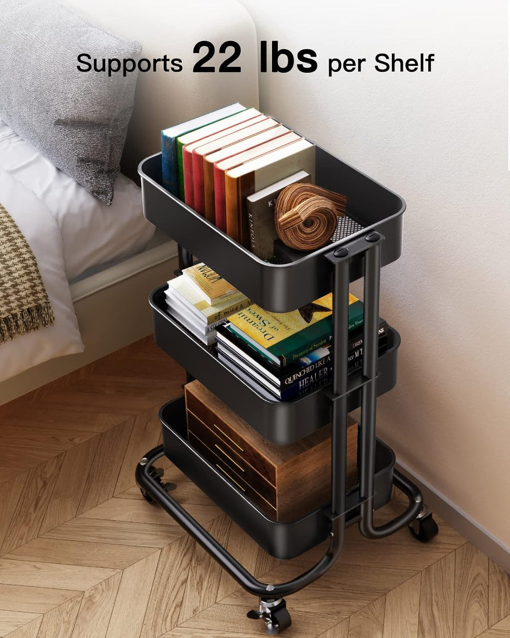 3‑Tier Metal Rolling Cart