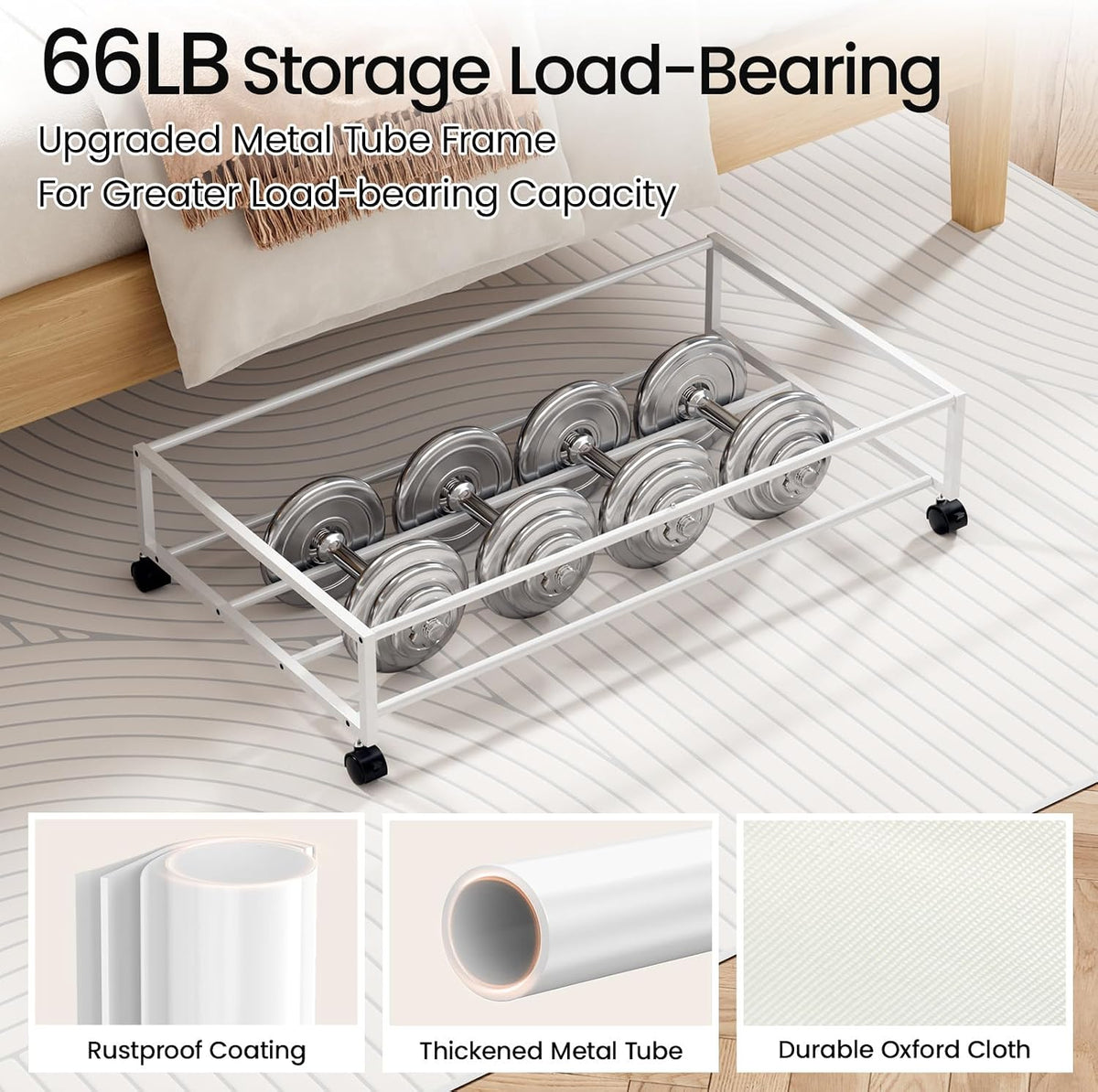 2‑Pack Rolling Under‑Bed Storage Bins With Wheels