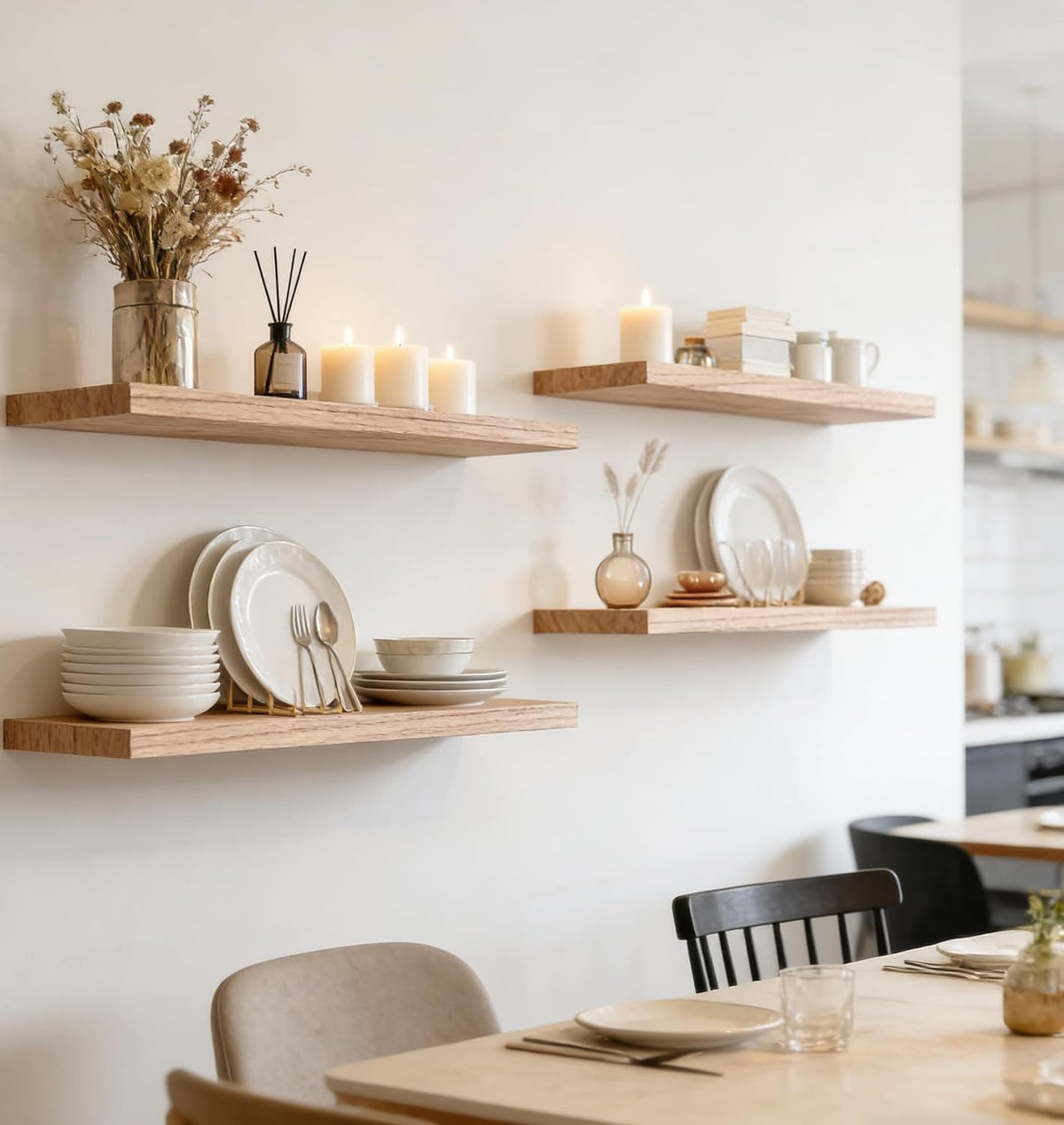 7‑Inch Rustic Floating Wood Shelves Set‑of‑6
