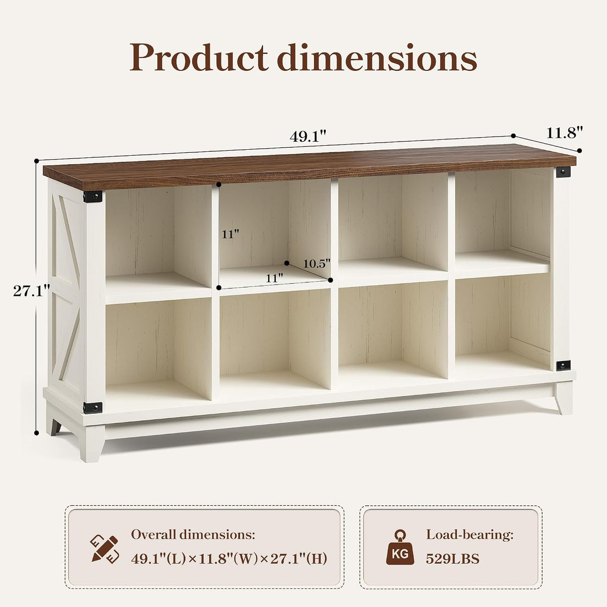 White 8‑Cube Storage Organizer