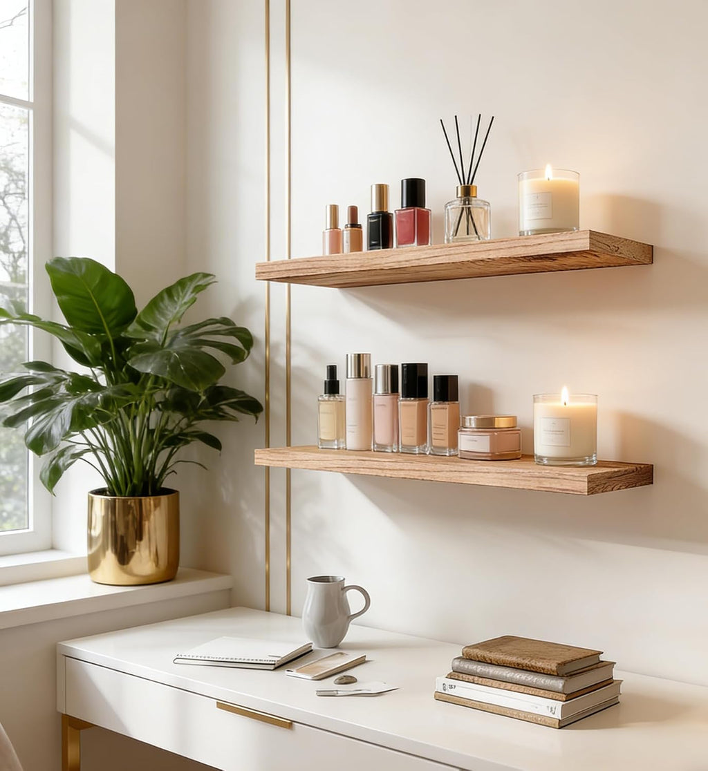 7‑Inch Rustic Floating Wood Shelves Set‑of‑6