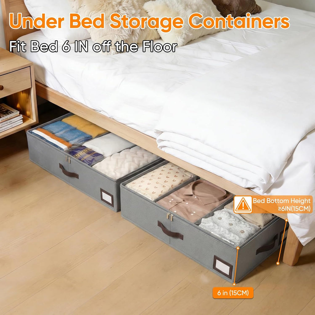 Grey 2‑Pack Under‑Bed Bins With Dividers