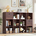 12‑Cube Bookshelf With 2 Fabric Drawers