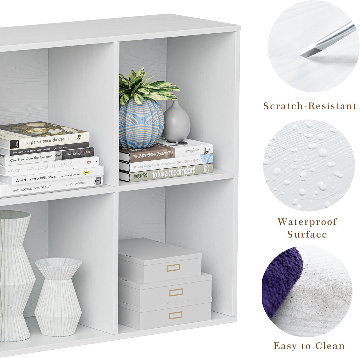 White 6‑Cube Wooden Storage Organizer
