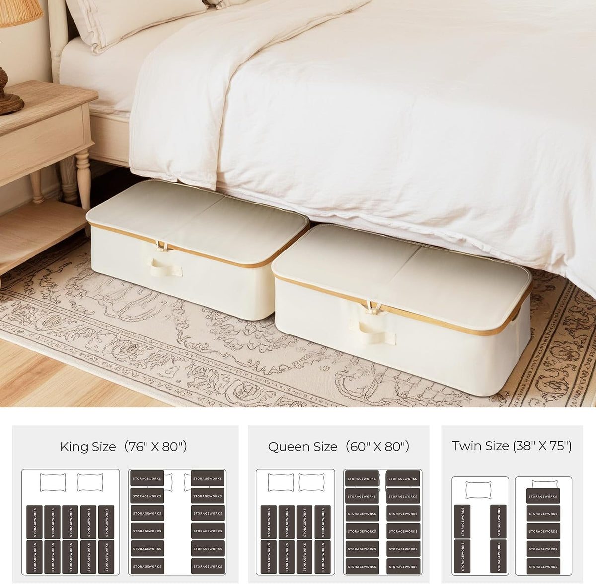 7‑Inch Under‑Bed Bins With Bamboo Frame
