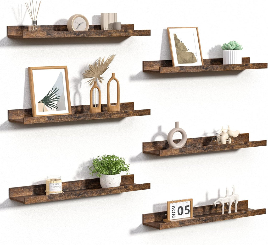 Brown 23.6‑Inch Floating Shelves Set‑of‑6