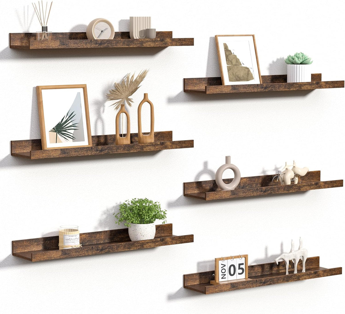 Brown 23.6‑Inch Floating Shelves Set‑of‑6