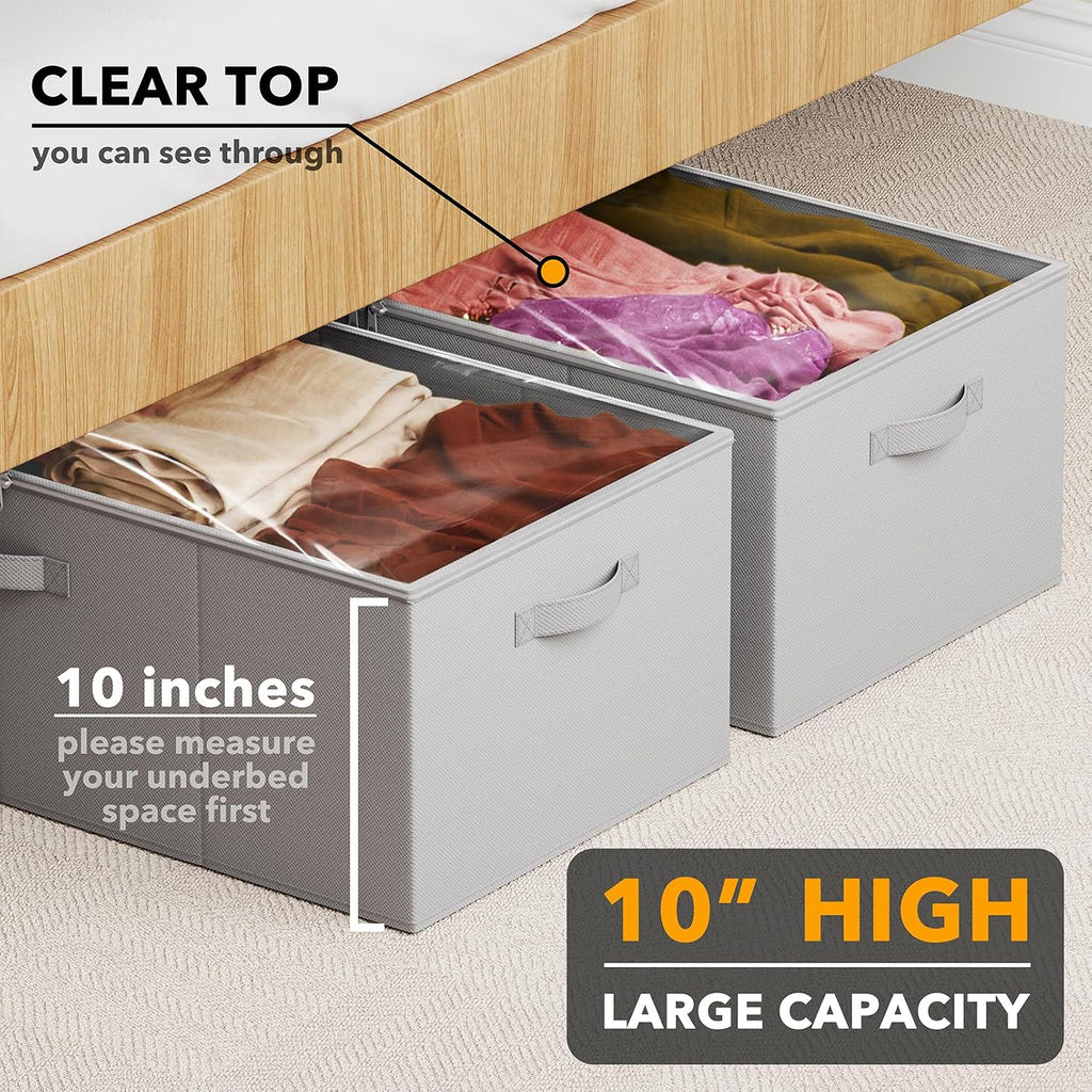 Gray 2‑Pack Under‑Bed Storage Bins With Lids