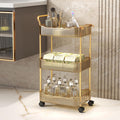 3-Tier Acrylic Rolling Utility Cart,Gold Storage Cart