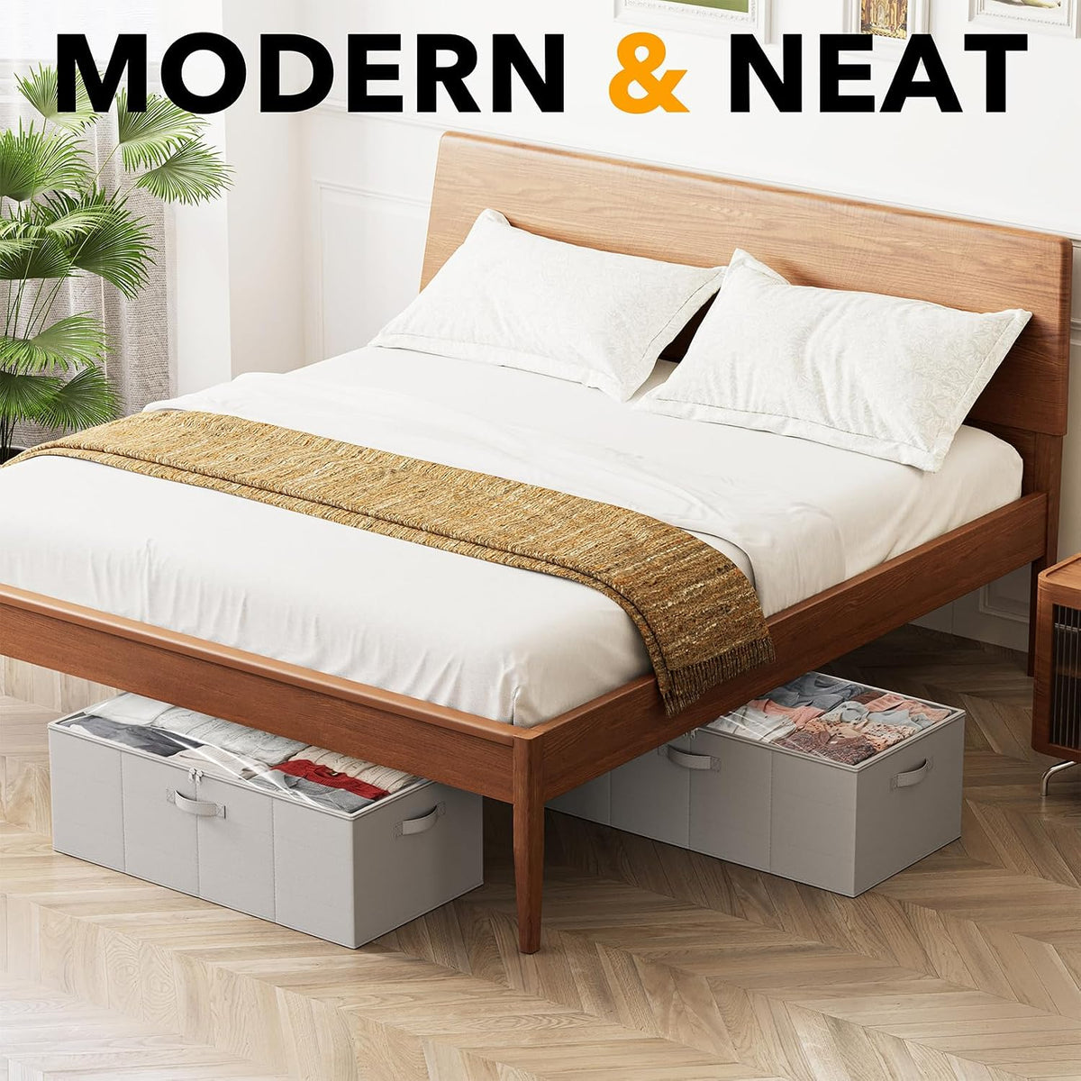 Gray 2‑Pack Under‑Bed Storage Bins With Lids