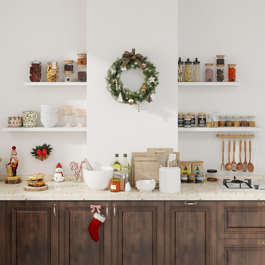 White Deep Floating Wood Shelves Set‑of‑2