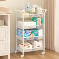 White 4‑Tier Rolling Baby Diaper Caddy Cart