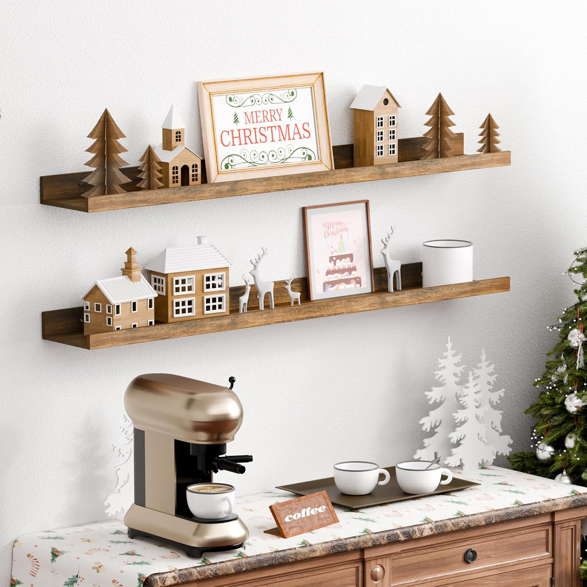 Brown 35.5‑Inch Floating Shelves Set‑of‑6