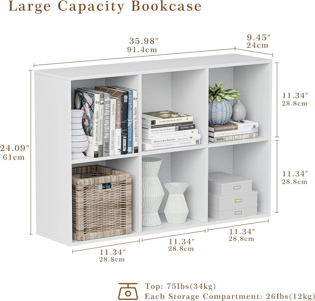 White 6‑Cube Wooden Storage Organizer