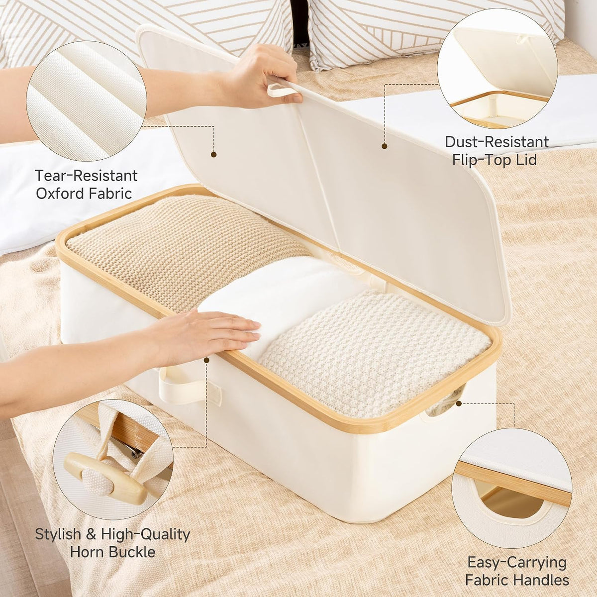 7‑Inch Under‑Bed Bins With Bamboo Frame