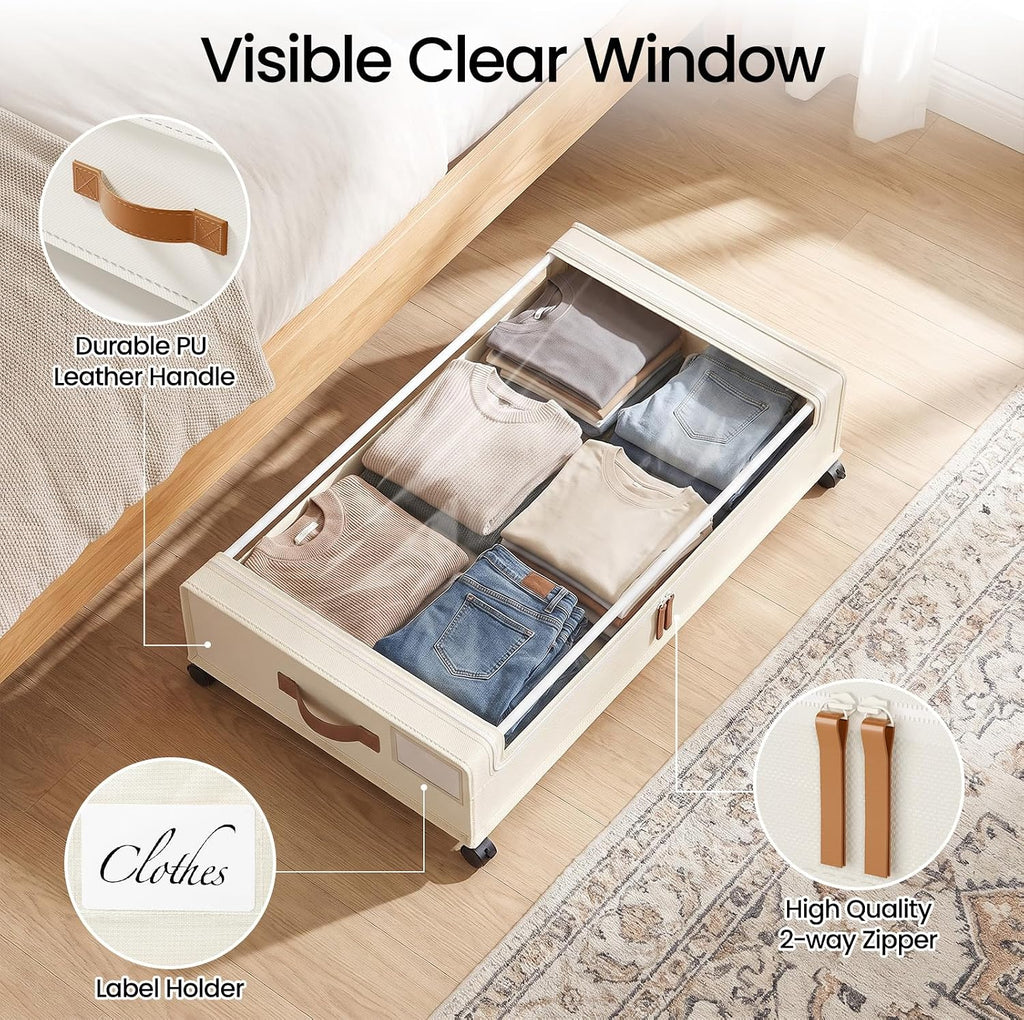 2‑Pack Rolling Under‑Bed Storage Bins With Wheels