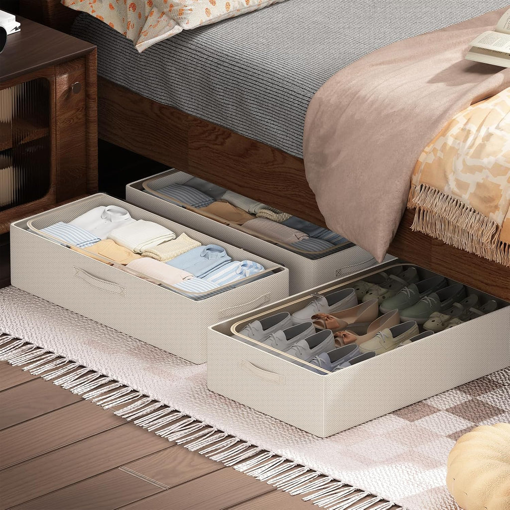 3‑Pack Under‑Bed Storage Bins With Metal Frame