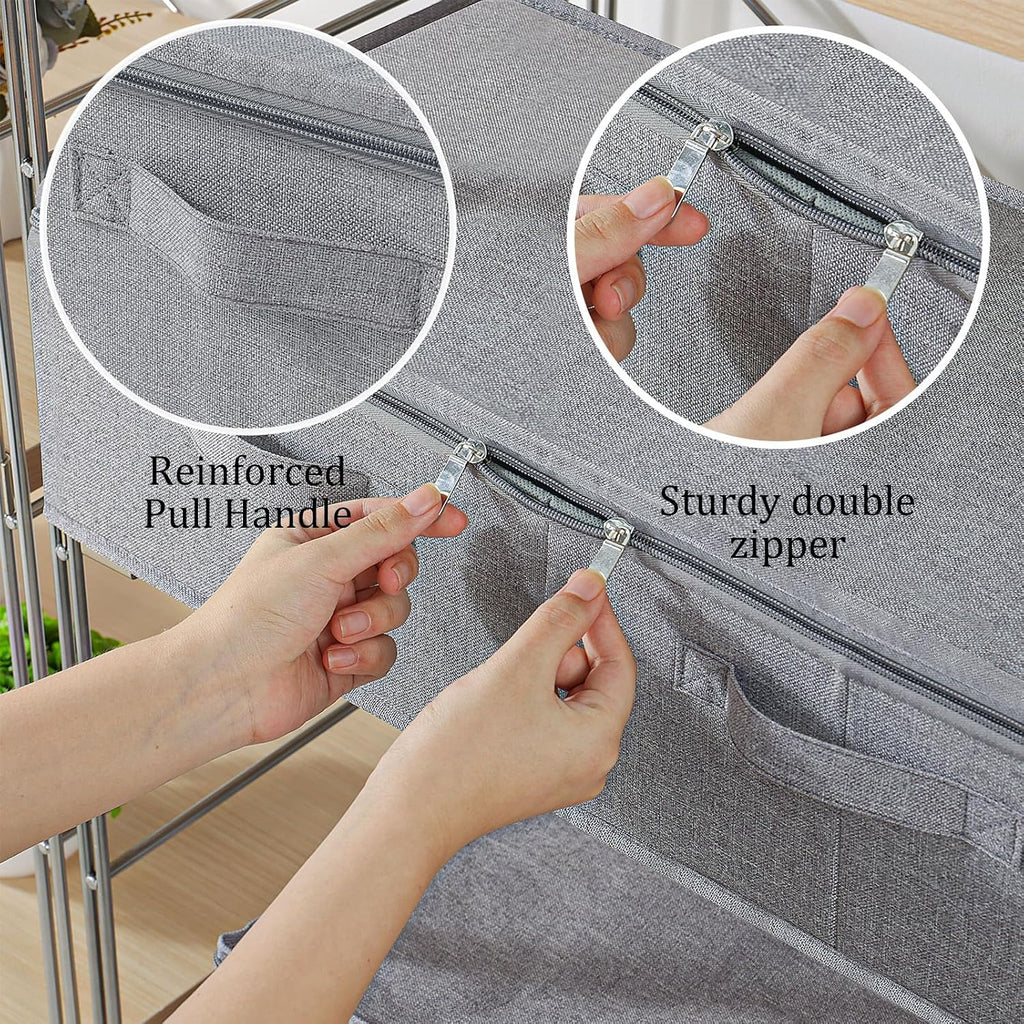 Grey 2‑Pack Under‑Bed Fabric Storage Boxes With Lids