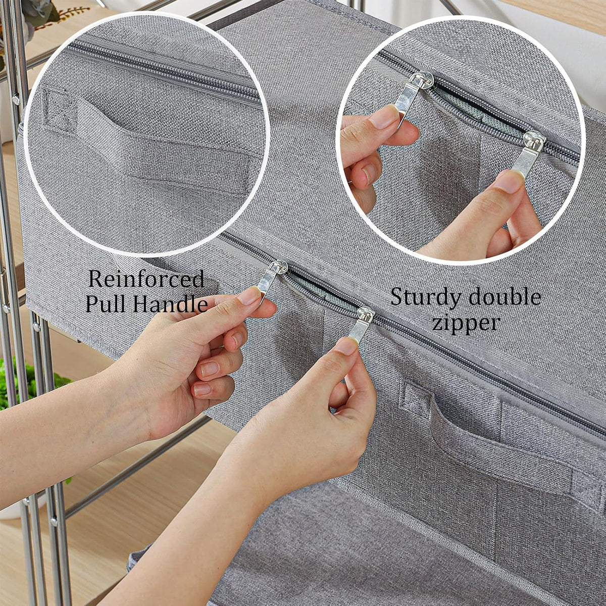 Grey 2‑Pack Under‑Bed Fabric Storage Boxes With Lids