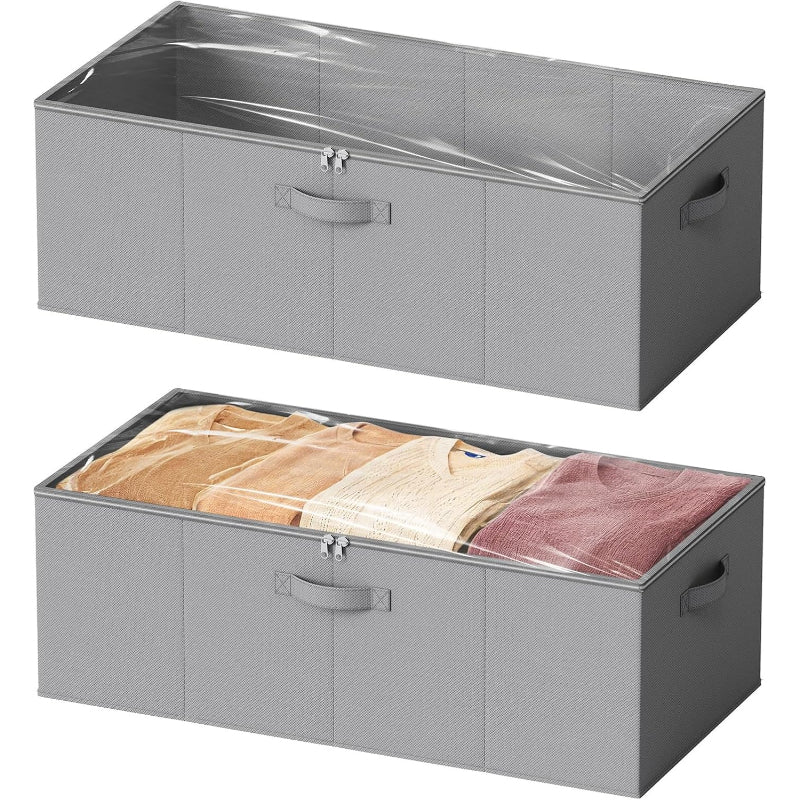 Gray 2‑Pack Under‑Bed Storage Bins With Lids
