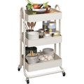3‑Tier Metal Rolling Cart With Lockable Casters