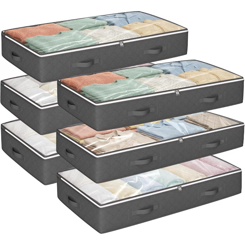 Grey 6‑Pack 95L Under‑Bed Storage Bins