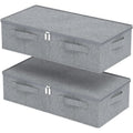 Grey 2‑Pack Under‑Bed Fabric Storage Boxes With Lids