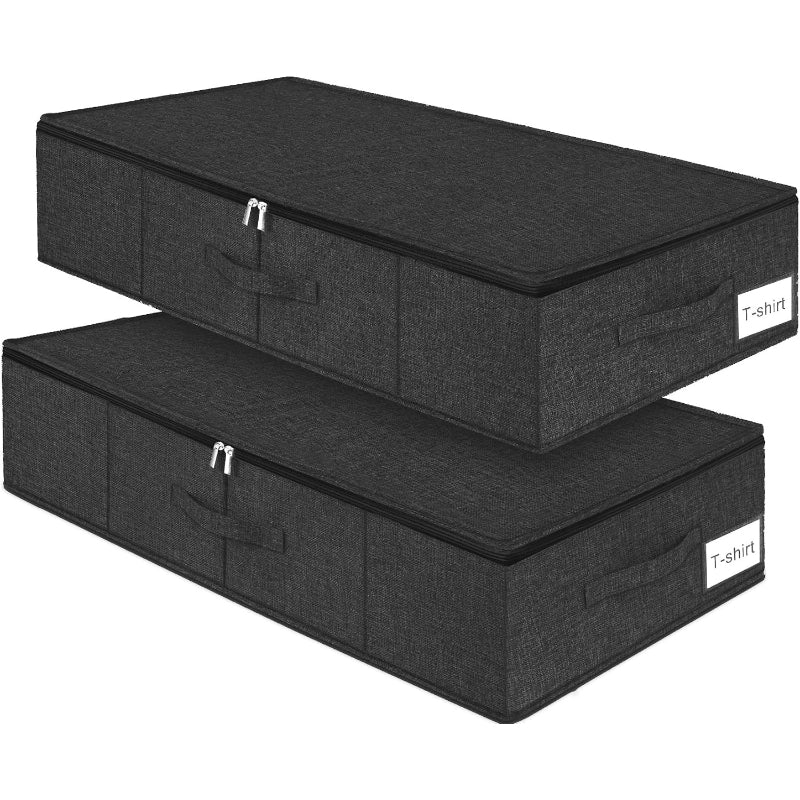 Black 2‑Pack 6.7‑Inch Under‑Bed Storage Bins