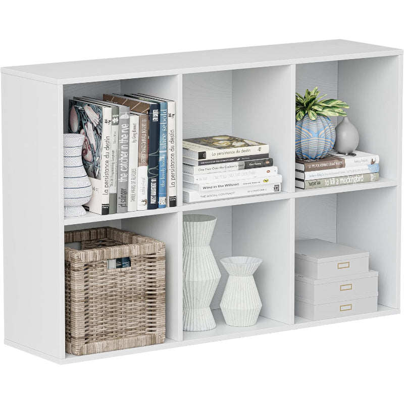 White 6‑Cube Wooden Storage Organizer