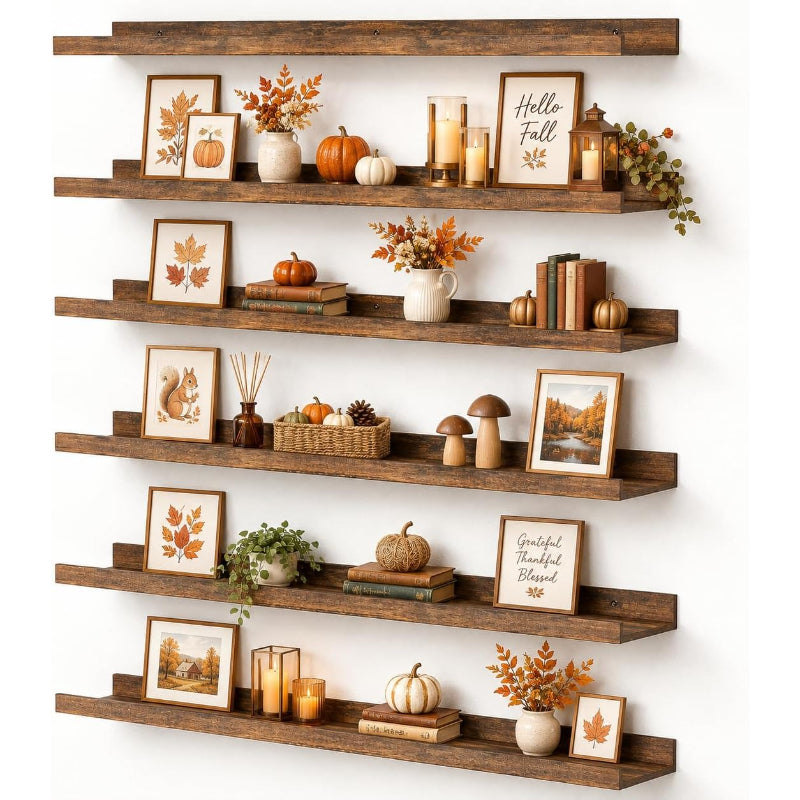 Brown 35.5‑Inch Floating Shelves Set‑of‑6
